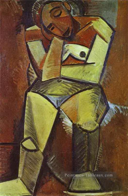 Femme Assis 1908 cubiste Pablo Picasso Peintures à l'huile